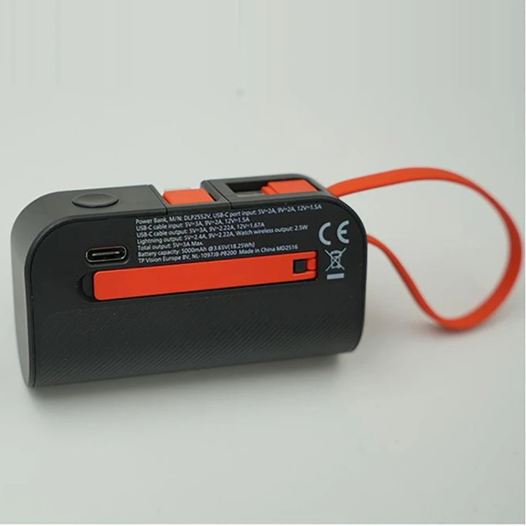 پاوربانک فیلیپس مدل DLP2552V ظرفیت 4900 میلیآمپر ساعت با شارژ سریع 20 وات و شارژ اپل واچ