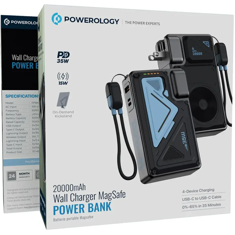 پاور بانک پاورولوژی مدل PPBMH104BK ظرفیت 20000 میلی امپر ساعت
